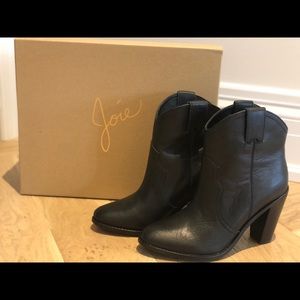 Brand new Joie Monte black leather western booties size 38
